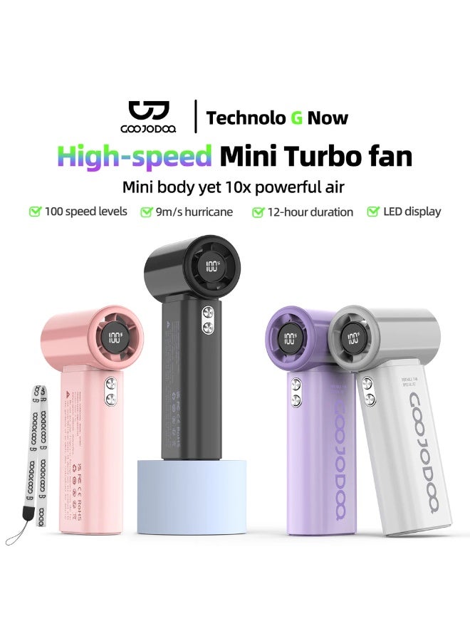 GOOJODOQ Mini Handheld Fan, High Speed, with Long-Lasting 4000mAh Turbo Battery ( White ) - Image 2